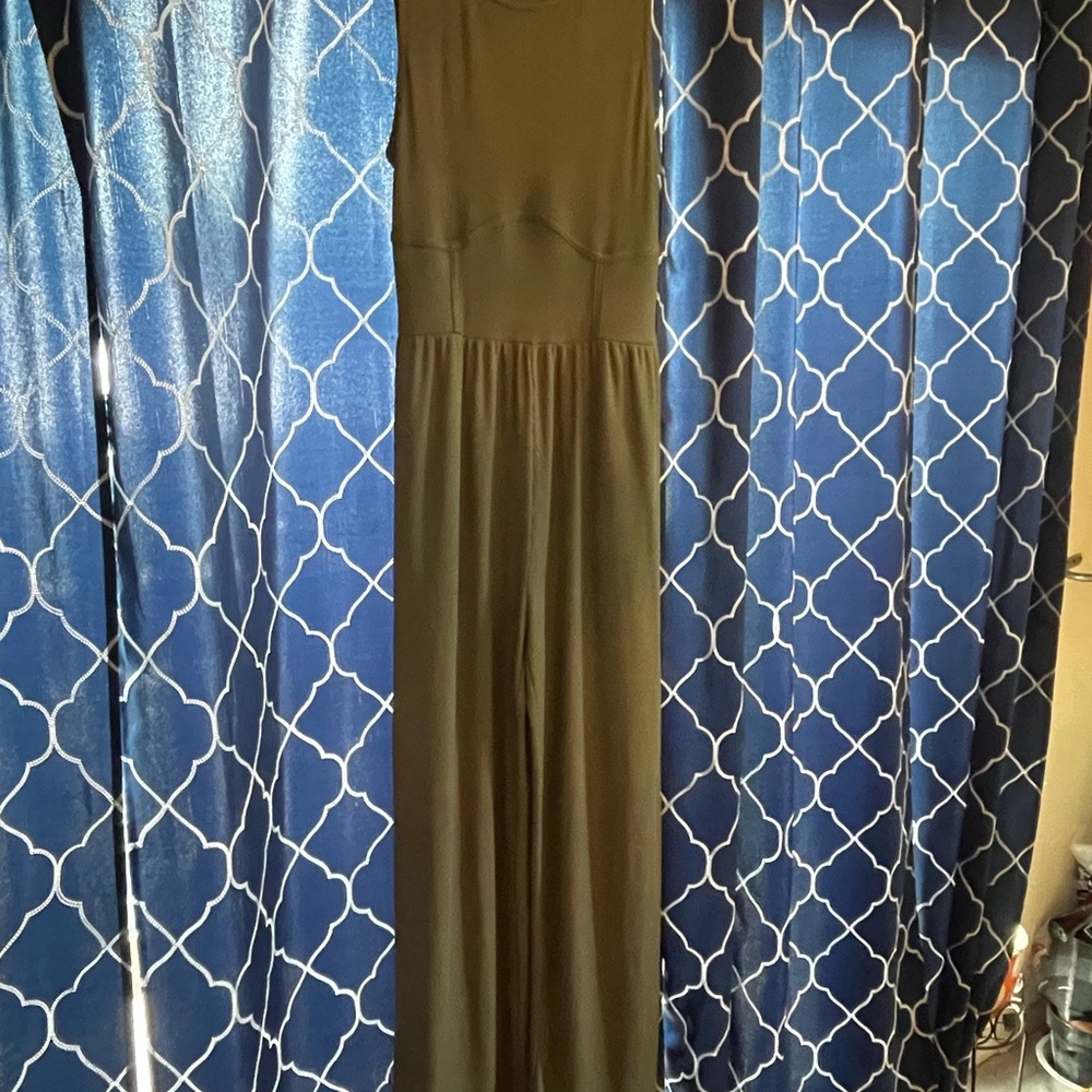 Cider Olive Green Ribbed Sleeveless Jumpsuit